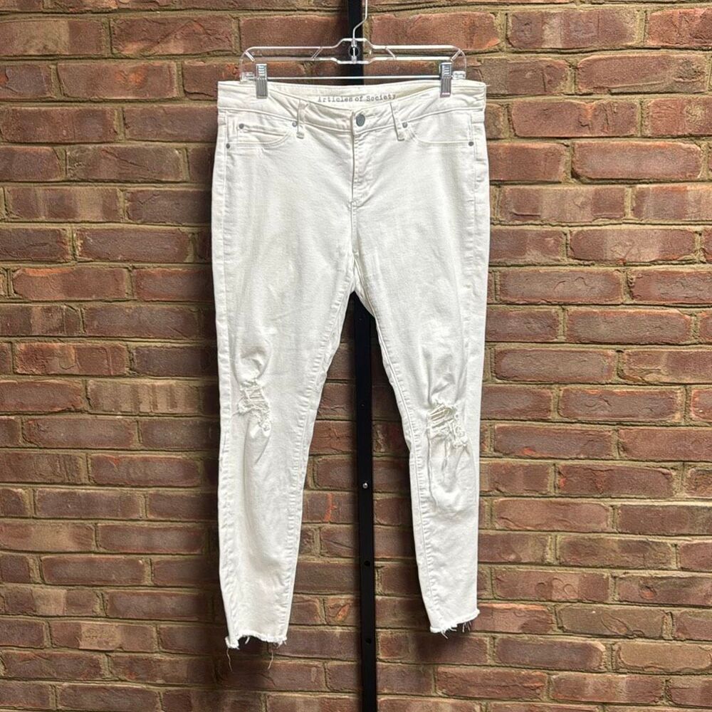Articles of Society Women’s White Distressed Skinny Jeans Sz 29